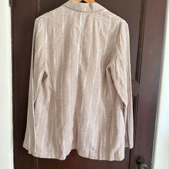 DREW | Striped Natural Khaki Linen Blend Relaxed Blazer Anthropologie | Medium - Picture 5 of 6